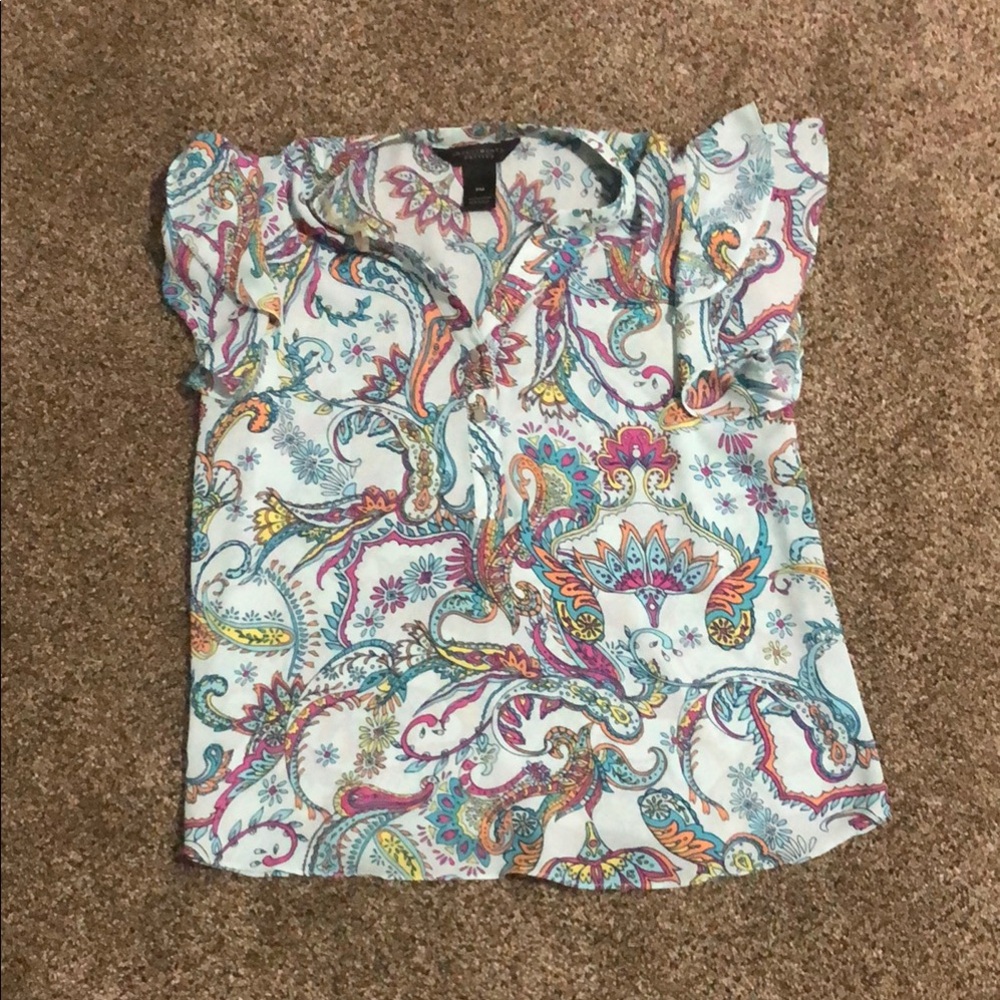 Investments Multicolor Paisley Blouse with Ruffle Sleeves